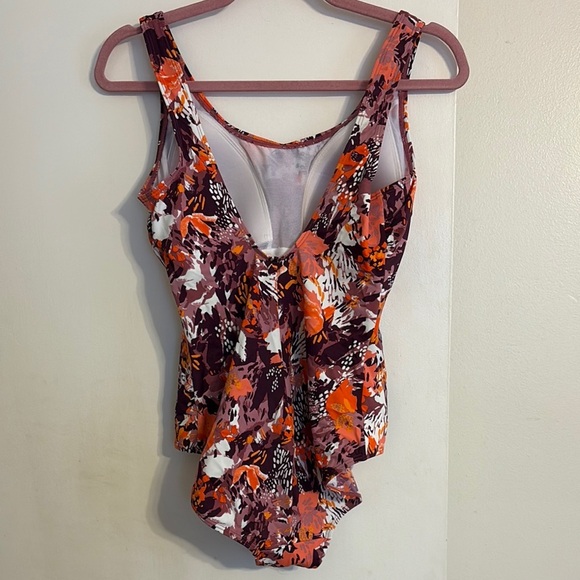 L.L. Bean Floral One Piece Swimsuit - Orange and Purple - Picture 4 of 6